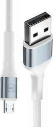 3MK LED / Braided USB 2.0 σε micro USB 1m Λευκό