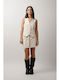 Short Women's Vest with Buttons Cream
