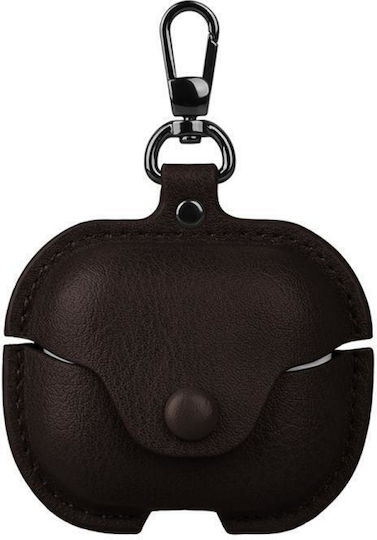 Samsung Galaxy Buds3 Fe Business Leather Bluetooth Earphone Protective Case Hook Dark Brown