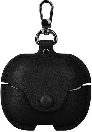 Samsung Galaxy Buds3 Fe Business Leather Bluetooth Earphone Protective Case Hook Black