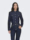 Women's Denim Long Sleeve Shirt Dark Blue - Blue