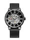 Forsining Ceas Bărbați 20mm Automat Cu Brățară Din Metal Neagră
