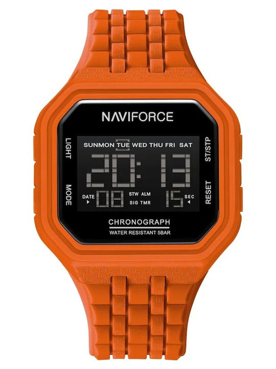 Naviforce Ceas Digital Barbatesc 13mm Cronograf Cu Baterie Cu Brățară Din Metal Portocalie
