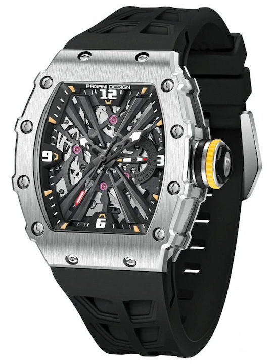 Pagani Design Ceas Bărbați 42mm Baterie Cu Brățară Din Metal Neagră