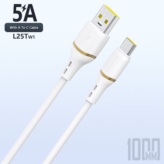 Dudao USB 2.0 Кабел USB-C Мъжки - USB-A / USB-C Захранване (PD) Бял 1м 304004-200624