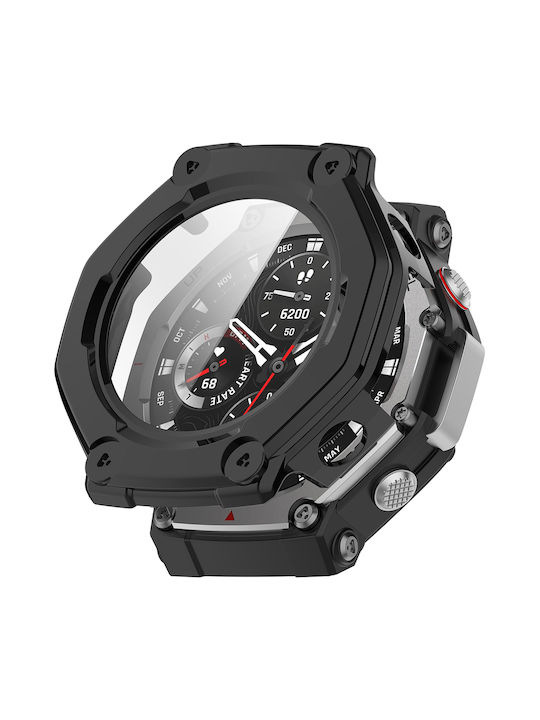Techsuit Defense360 Pro Пластмасов Калъф със Стъкло в Черен цвят за Amazfit T Rex 3