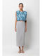 Satin Midi Skirt Black, Grey