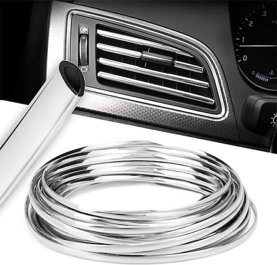 U-shaped Car Ornament Roll Edges Vent Grille 15m Linear Silver Chrome Color