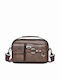Weixier Multifunctional Shoulder Bag Men Portable Zipper Simple Weave Dark Brown