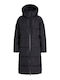 Women's Long Puffer Jacket for Winter with Hood Black