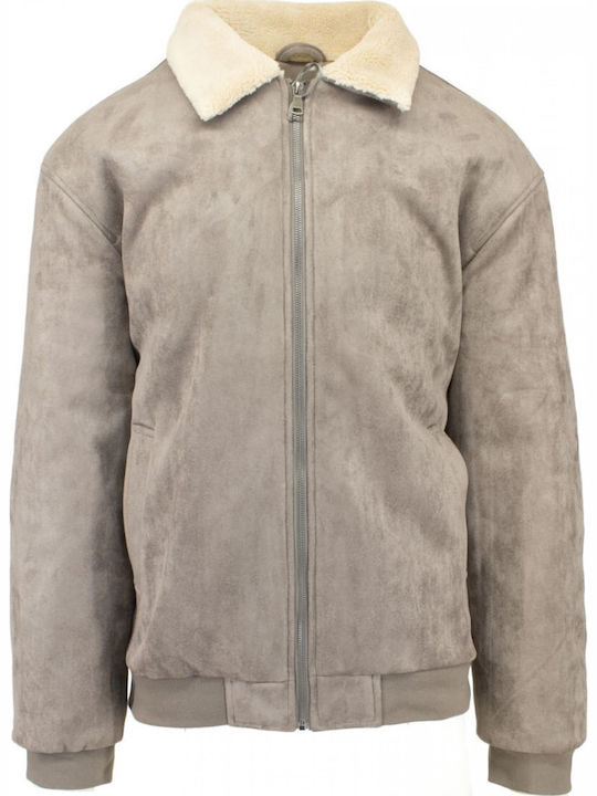 Jacke Bomber Grey Suede-grey