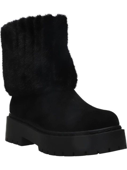 Malena Suede Women's Ankle Boots with Fur Black