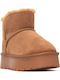 Leather Women's Ankle Boots with Fur Brown