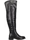Synthetic Leather Over the Knee Women's Boots with Zipper Black
