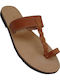 Leather Women's Flat Sandals Brown