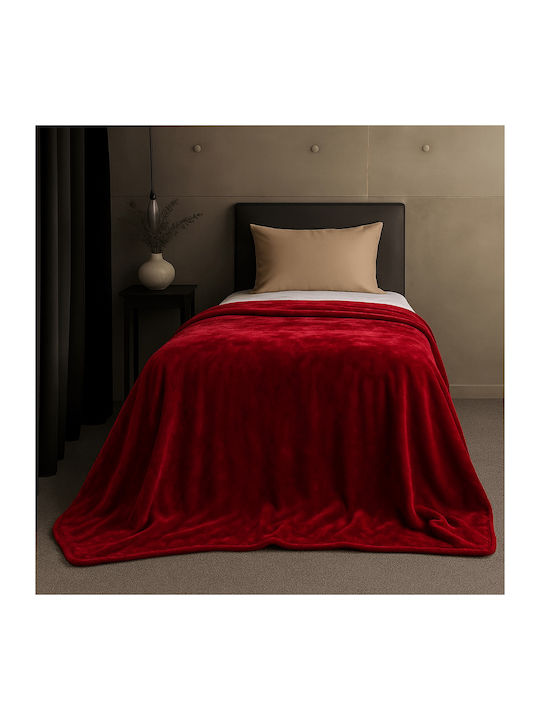 Astron Italy Κουβέρτα Βελουτέ Μονή 160x220εκ. Redwine 2832-20943