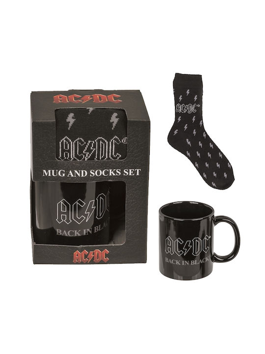Gift Set Mug Socks AC DC Polyester Ceramic 315 Ml size 41-45