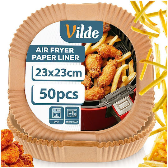 Vilde Non-Stick Baking Papers Air Fryer 23x23cm Square Set 50 Pieces