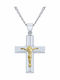 VTJ Men's Cross with the Crucified from Gold Plated Silver with Chain