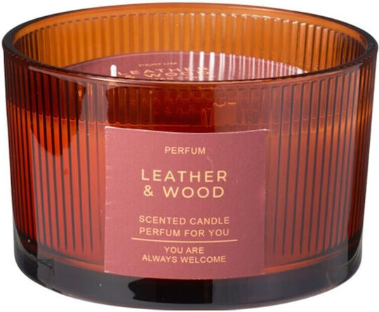 Aromatische Kerze Leather & Wood 13x8cm