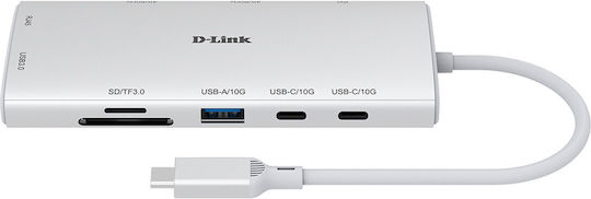D-Link USB 3.2 10 Port Hub with USB-C Connection Ethernet White