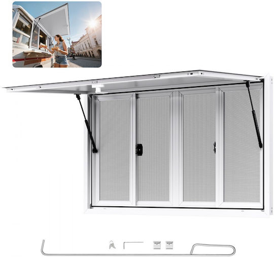 Παράθυρο Παραχώρησης Vevor 135x84 Cm Παράθυρο Εξυπηρέτησης Κράμα Αλουμινίου Φορτηγό Τροφίμων Έως 85 Μοίρες Παράθυρο Εξυπηρέτησης 4 Συρόμενα Παράθυρα Πόρτα Τέντας Γάντζο Σύρσης Τρέιλερ Παραχώρησης
