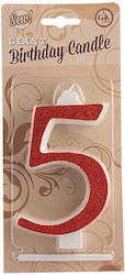 Giant Number Candles No.5 Red Lumea