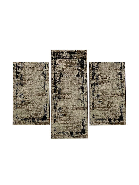 Modern Velvet Bedroom Rugs Set Brown Luna-0176-brown-set 3pcs