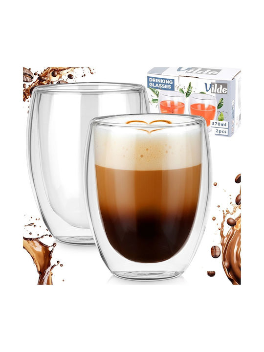 Vilde Set of Cups Cappuccino Glass Transparent 370ml 2pcs