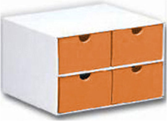 Ionia File Boxes 4 Small Drawers 25x23x16cm Kp 05 Orange