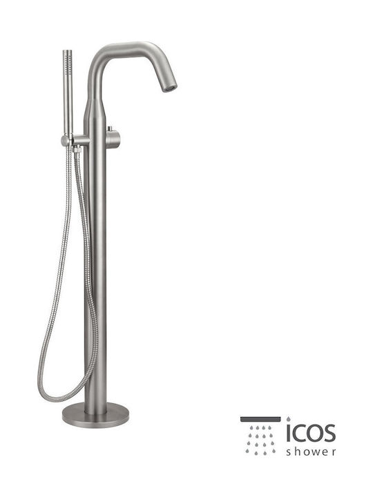 Icos Dusche Badarmatur Bodenmontage Höhe 99,50 cm Icos 316 Gebürsteter Edelstahl