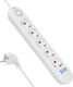 Maclean Energy Power Strip 5 Positions with Cable 1.5m