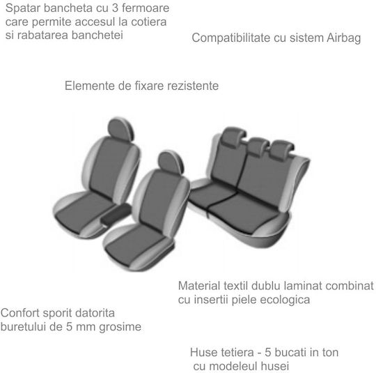 Universal Car Seat Covers Dynamic Edition Textile Material Eco Leather Inserts 11 Pieces Smartic Blue