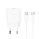 XO Φορτιστής με Θύρα USB-C και Καλώδιο USB-C - USB-C 20W Power Delivery Λευκός (L167)