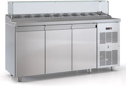 Inox Dobros Edelstahl Kühltisch Salat mit Schublade und Kühlaggregat L175xB70xH126cm