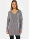 Damen Pullover mit V-Ausschnitt Gray