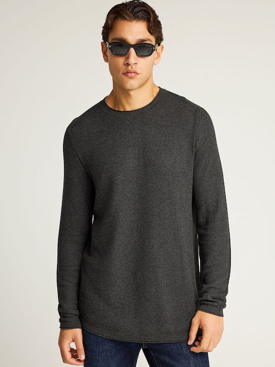 Herrenblusen Langarm Pullover Grau