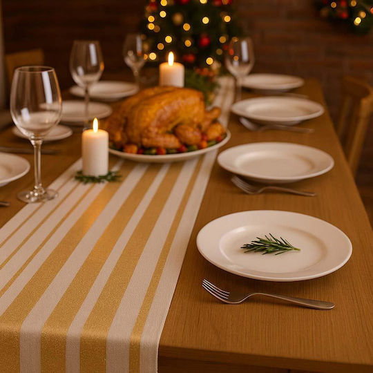 Next Weihnachtlich Tischtuch Stoff Beige L150xB28cm.