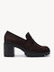 Brown Loafers Heel Fabric Tassel