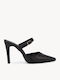 Schwarze Satinkleider Pumps Offene Ferse Barette