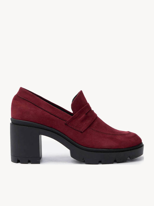 Μπορντό Loafers Τακούνι Υφασμάτινη Στάφα