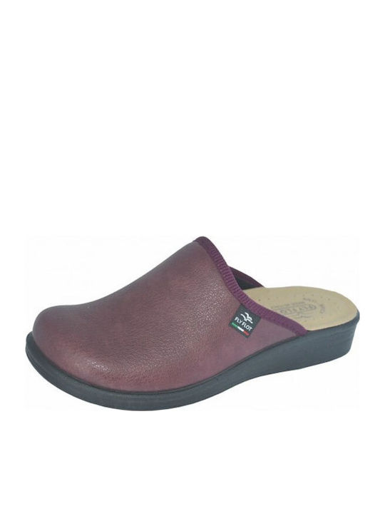 Lederne Winter Damen Hausschuhe Burgundisch