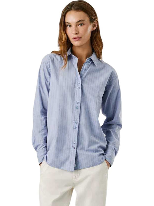 Pepe Jeans Women's Denim Long Sleeve Shirt Blue
