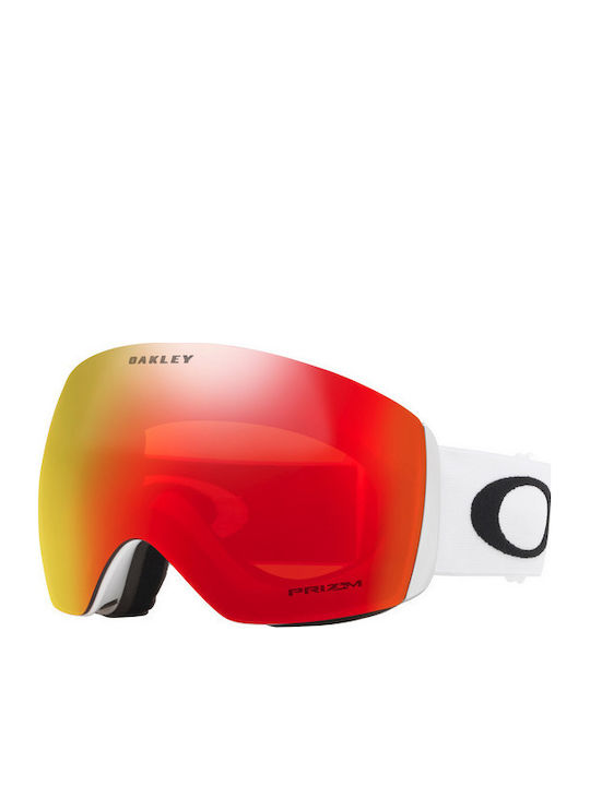 Oakley Snow Mască de Schi & Snowboard pentru Adulți Albă cu Lentilă Roșie