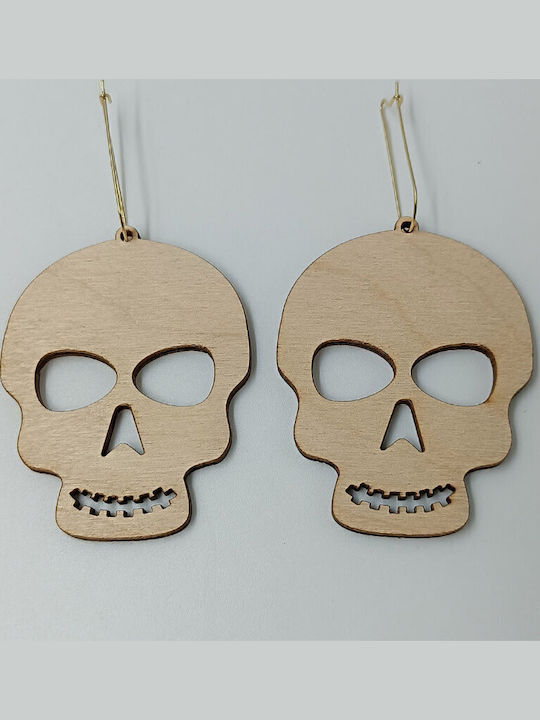 Vergoldete Holzohrringe Totenkopf Gravur Toxylo