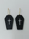 Black Wooden Coffin Earrings Cross Engraving Toxylo