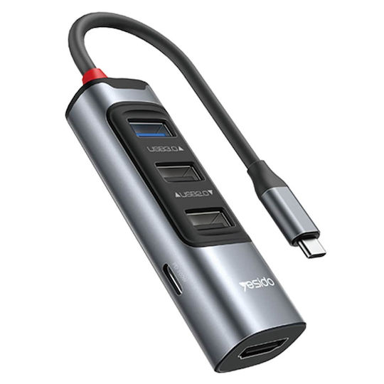 Yesido HB22 USB-C Docking Station με HDMI 4K PD Γκρι