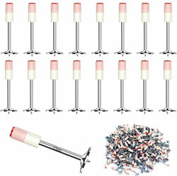 Siks Set De Înlocuire Cuie Rotunde 50 Piese Pistol Capse Oțel Beton Cărămidă Lemn Gips Carton Aac Calibru 7.3 Mm Alb