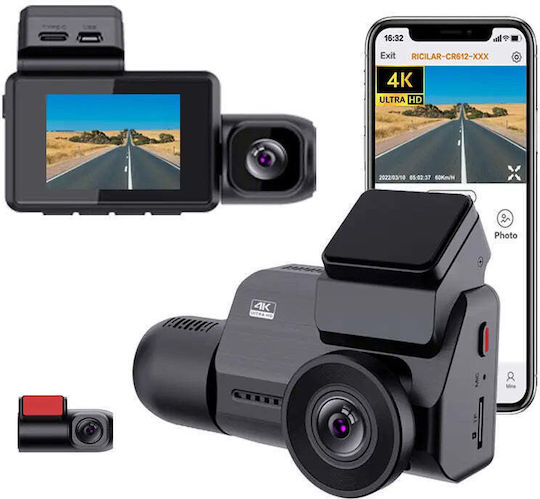 Taggo Σετ Κάμερα DVR Αυτοκινήτου 4K με Οθόνη 2" Wi-Fi, GPS & Κάμερα Οπισθοπορείας