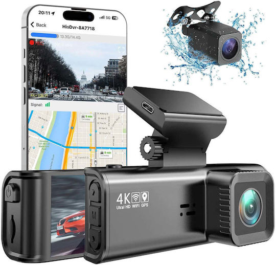 Taggo Set Camera DVR Auto 4K cu Ecran 3.16" pentru Parbriz & Camera de Marsarier